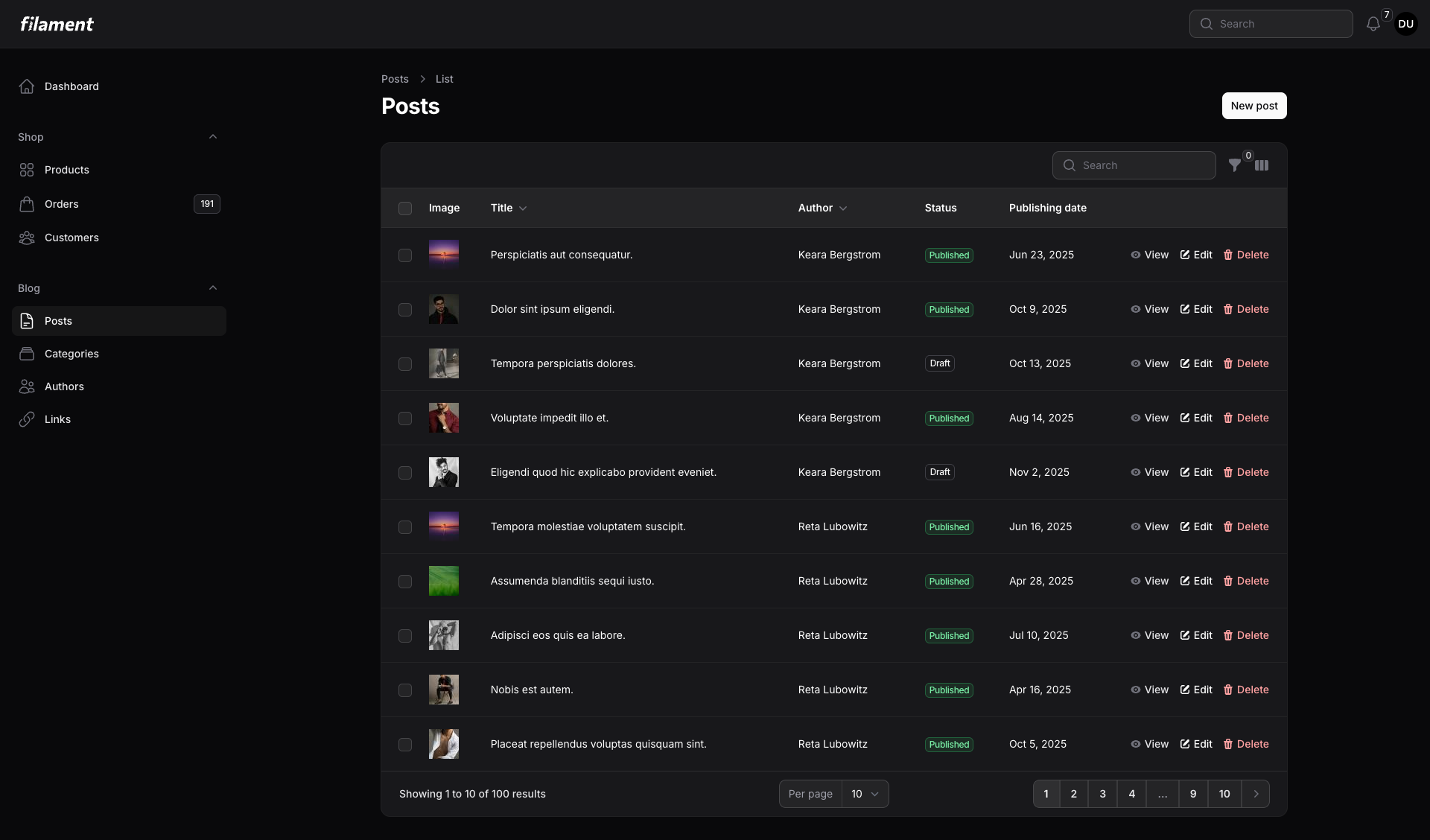 Posts - Dark Mode